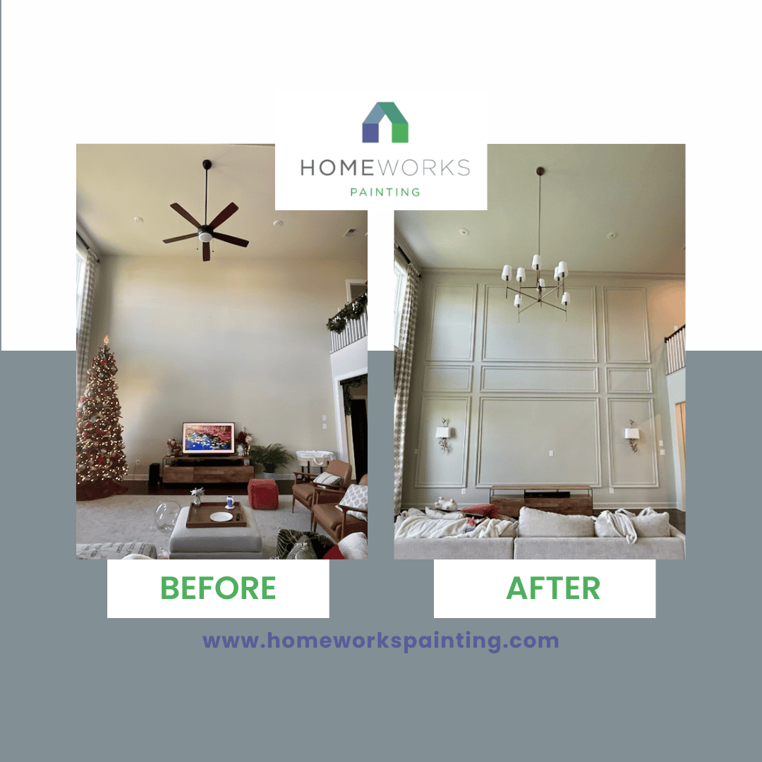 Before and After Image of interior painting services in Chantilly, VA.